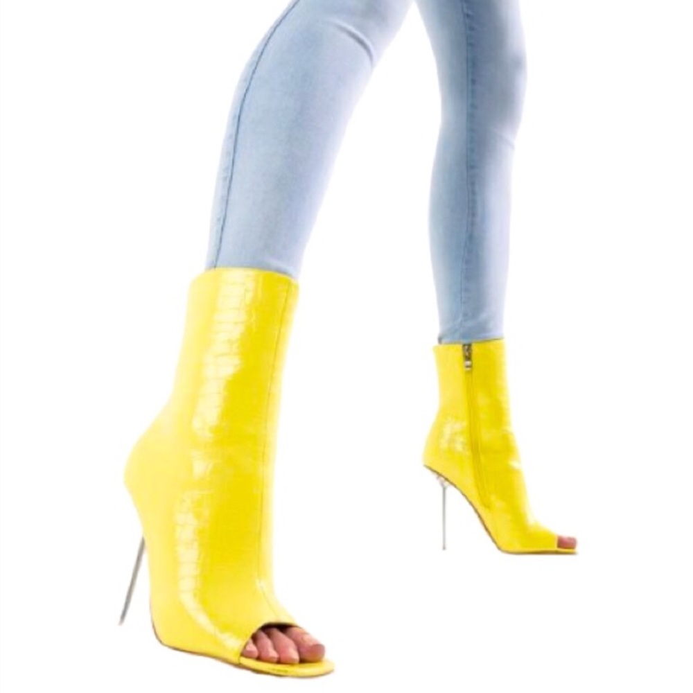 Yellow Heeled Boots